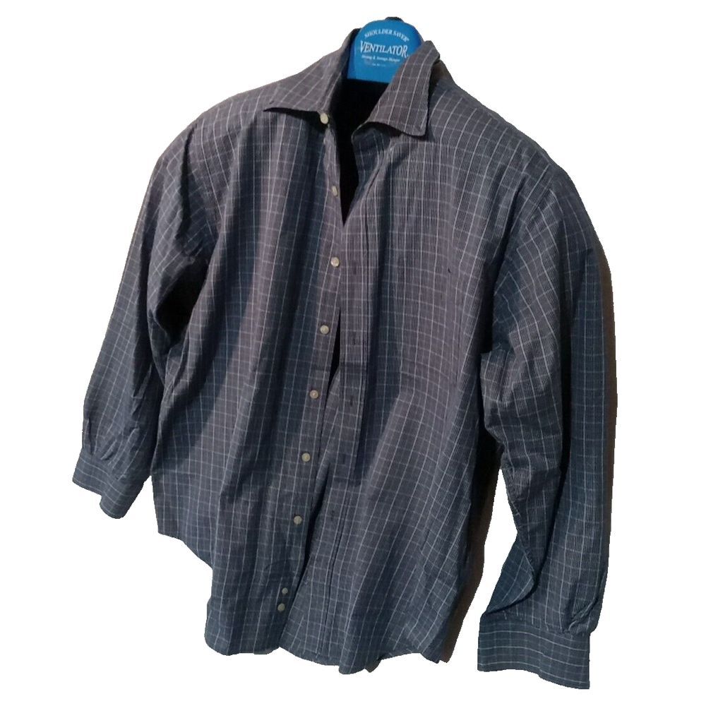 Beautiful AUSTIN REED Hong Kong Cotton Short Sleeve Shirt  BLUES  Large